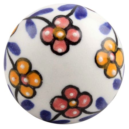 Mustard And Red Tiny Flower Ceramic Drawer Knob Online